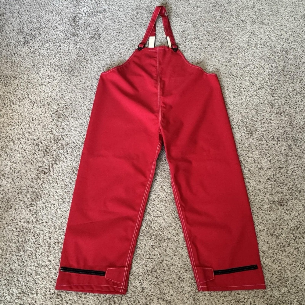 Vintage Sawyer Tower Red Bib‎ Overalls XL Made USA 1995 Industrial Workwear